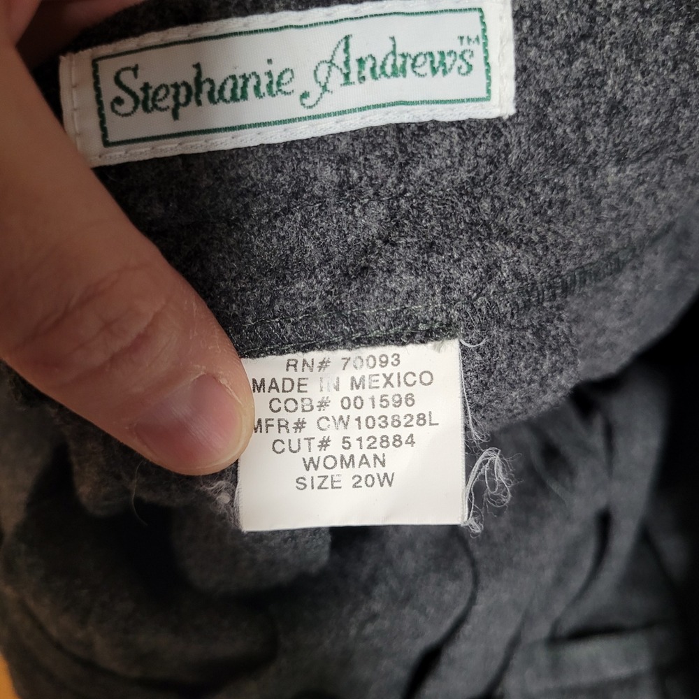 Vintage Stephanie Andrews Womens 22W Gray 100% Wool Blazer Skirt Suit Set plus - Picture 8 of 12